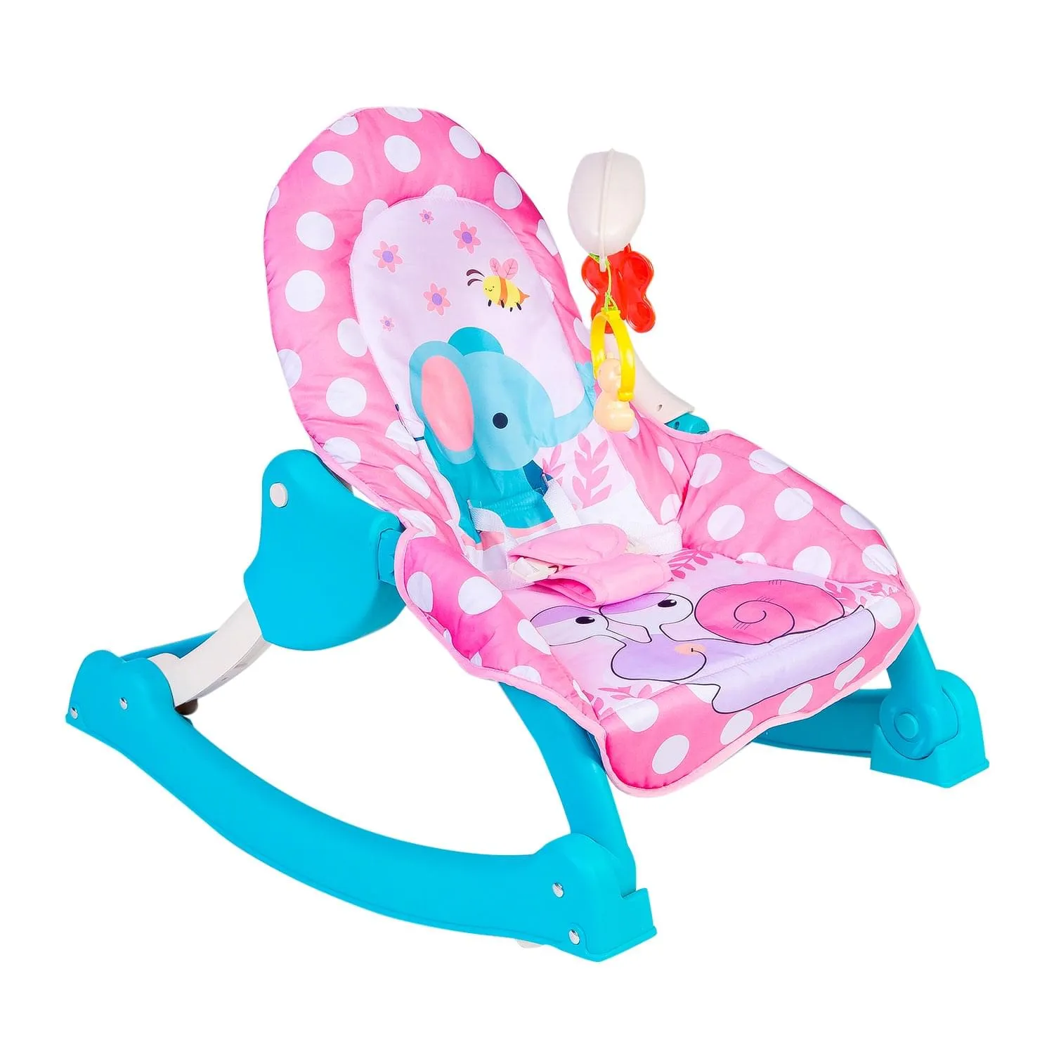 3 Adjustable Level Backrest Musical Baby Rocking Chair Pink Polka Dot