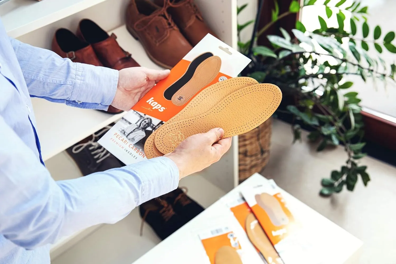 3 Pair Pack Pecari Carbon Shoe Insoles Set, Vegetable Tanned Sheepskin Leather with Activated Carbon Charcoal, Elegant and Comfortable, Kaps (Women / 9 US / 40 EUR)