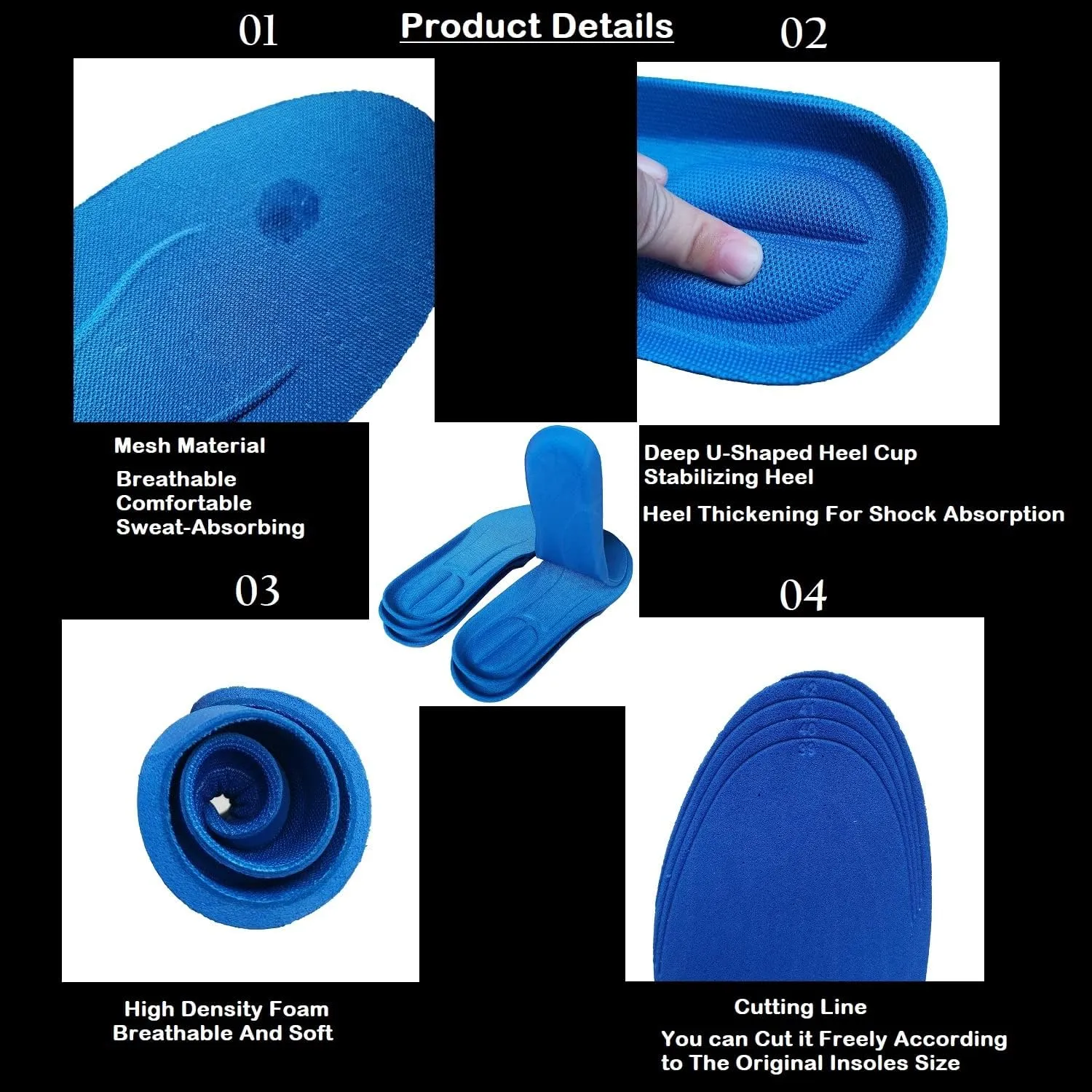 3 Pairs Shoe Insoles Women and Kids, Memory Foam Insoles, Replacement Insoles Cushion Shock Absorbing, Comfort Breathable Inner Soles (Big Kids 3.5-6 / Women 4.5-7)