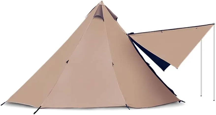 3/4/5/6m Camping Bell Tent 4-Season Heavy Duty Waterproof Family Tent Outdoor Hiking Hunting Yurt Tent with Zipped Groundsheet and Chimney