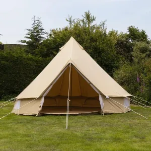 3m/4m Cotton Canvas Bell Tent with 4 Windows Heavy Duty Indian Yurt Tent Camping Family Teepee Tent for Glamping, Festival (Coffee 300X300X200CM)