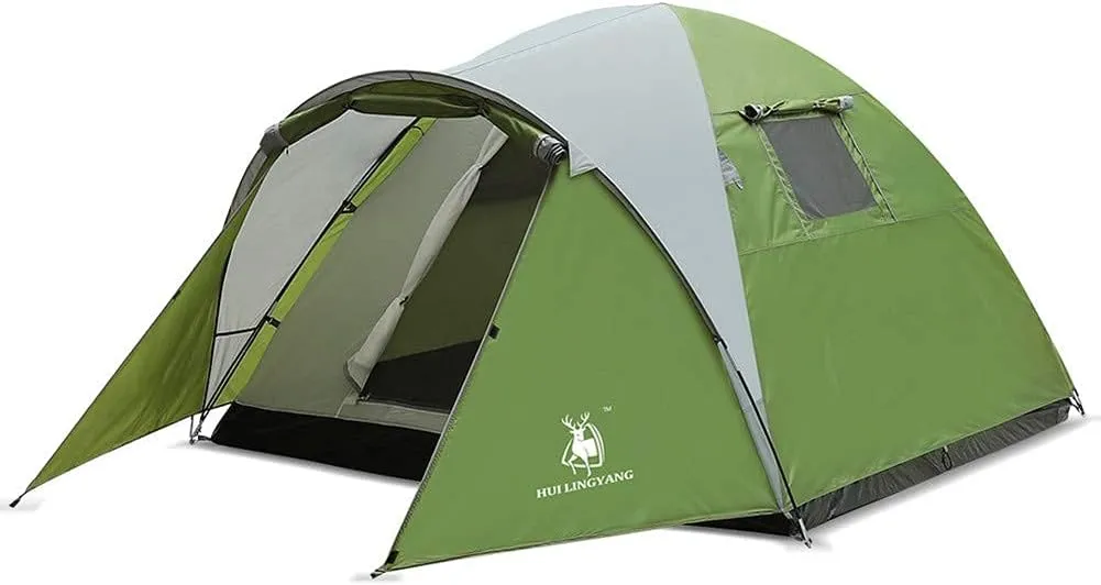 4 Man Tent Waterproof Double Layers Four Seasons Family Groups Camping Festival Unisex Outdoor Frame Tent with Fixed Groundsheet 4 Man Tent