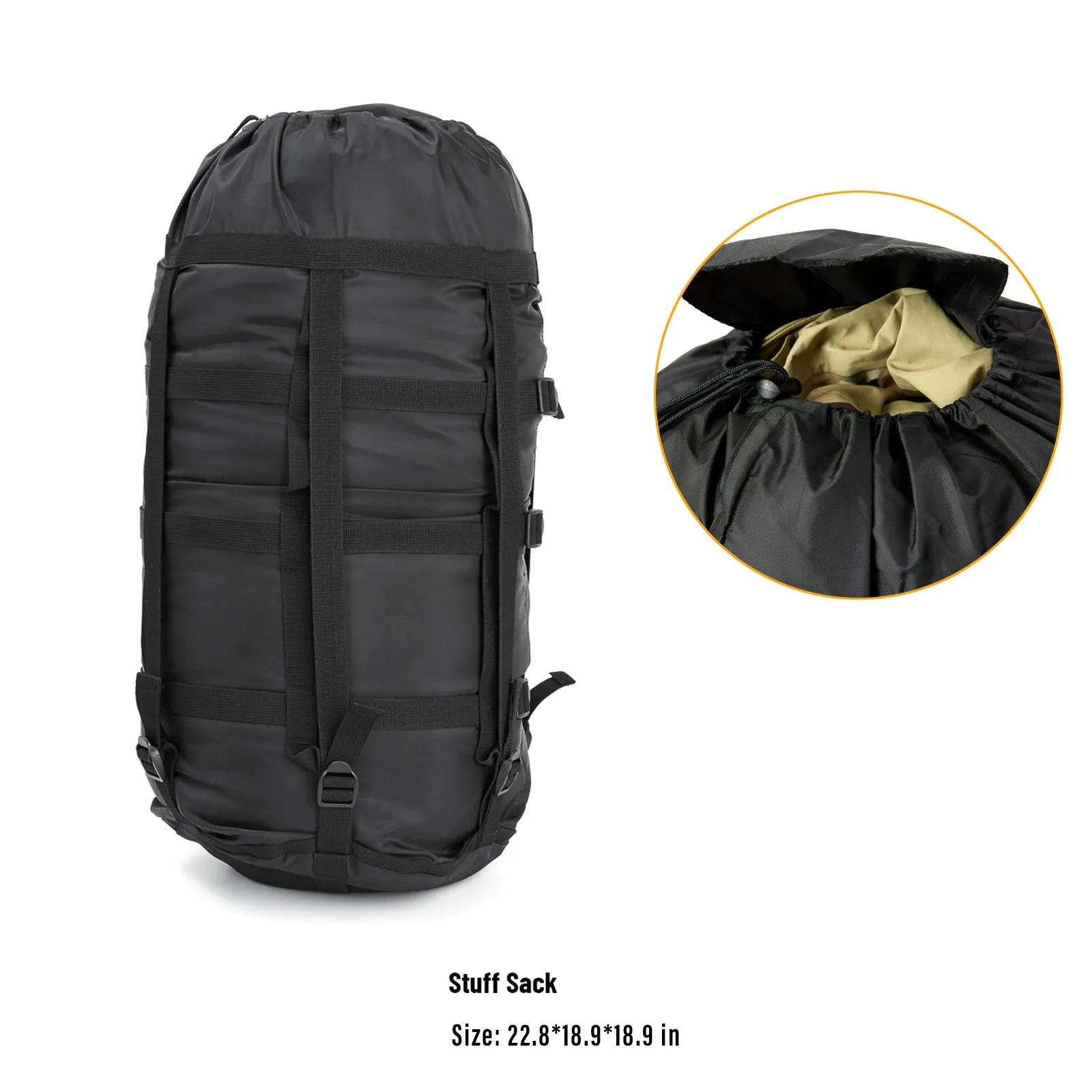 4-Piece Military Modular Sleeping Bag System -40℃ Extreme Cold, Waterproof Bivy Cover