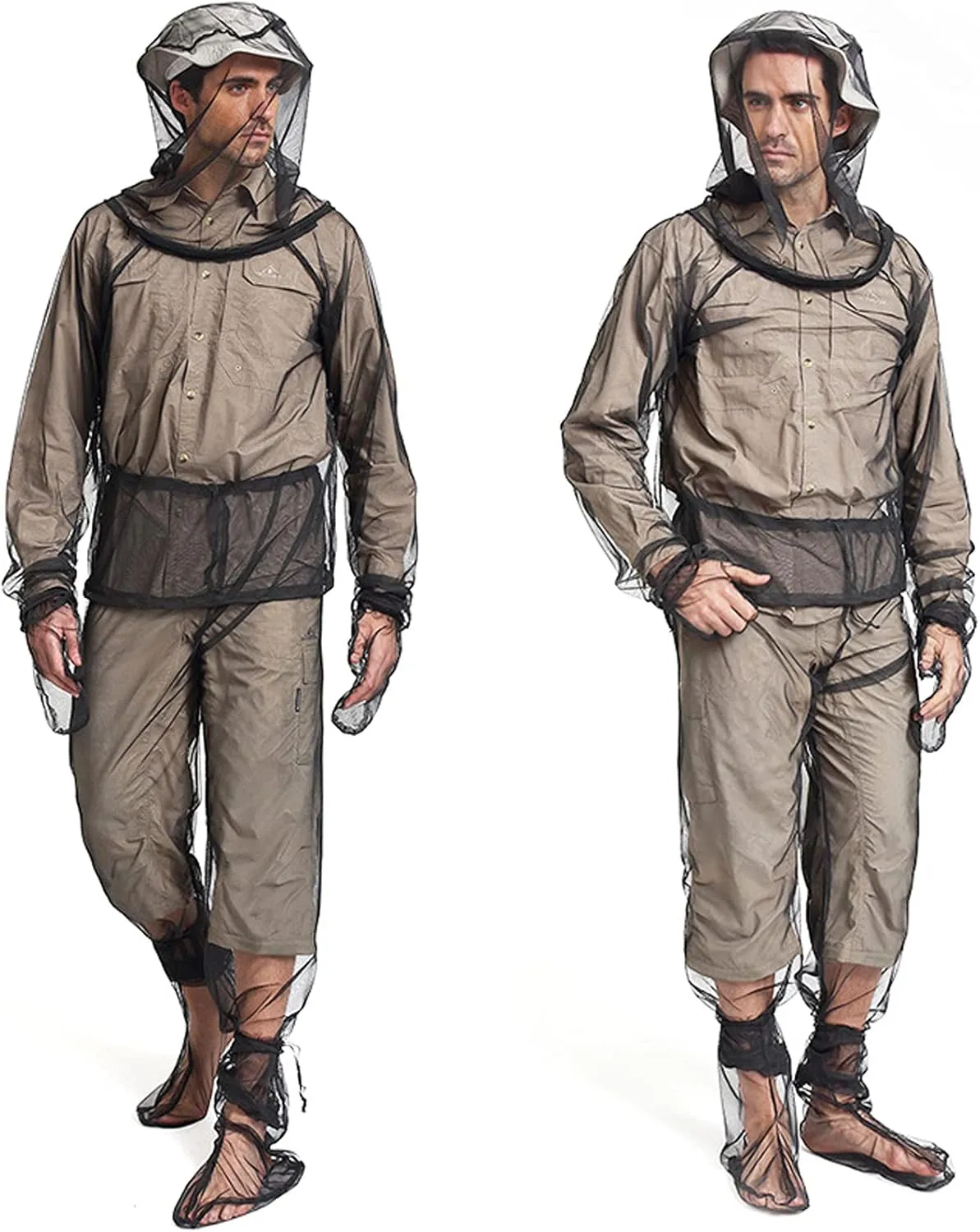 4 Pieces Mosquito Net Suit– Jacket Hood & Pants& Mitts & Socks Sets Light-Weight& Breathable Mesh Clothing for Men & Women, Ideal for Fishing, Hiking, Camping, Farming and Gardening (L/XL)