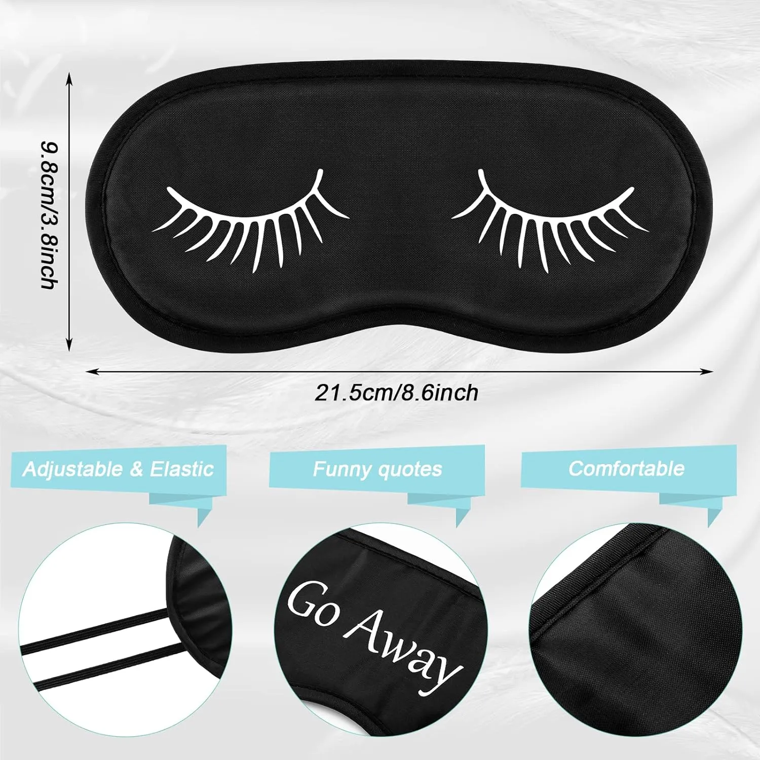 40 Pcs Funny Silk Sleep Eye Mask Soft Night Sleep Mask Bulk Eye Mask for Sleeping Blackout Blindfolds with Adjustable Strap for Women Men Kids Travel Nap Meditation Party Gifts Favors(Black)