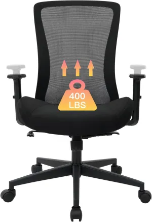 400lbs Big and Tall Office Chair, Mesh Office Desk Chair with Lumbar Support, Comfy Executive Swivel Computer Chair with Adjustable Height,2D Armrests and Tilt Lock
