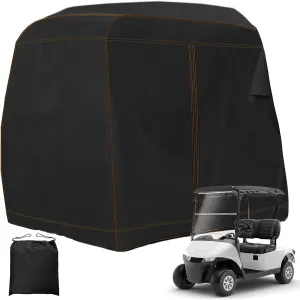 420D Golf Cart Cover 2 Passengers Heavy Duty cover Waterproof Windproof Dustproof Universal Compatible with EZGO, Club Car, Yamaha, Golf Cart Rain Cover with Storage Bag