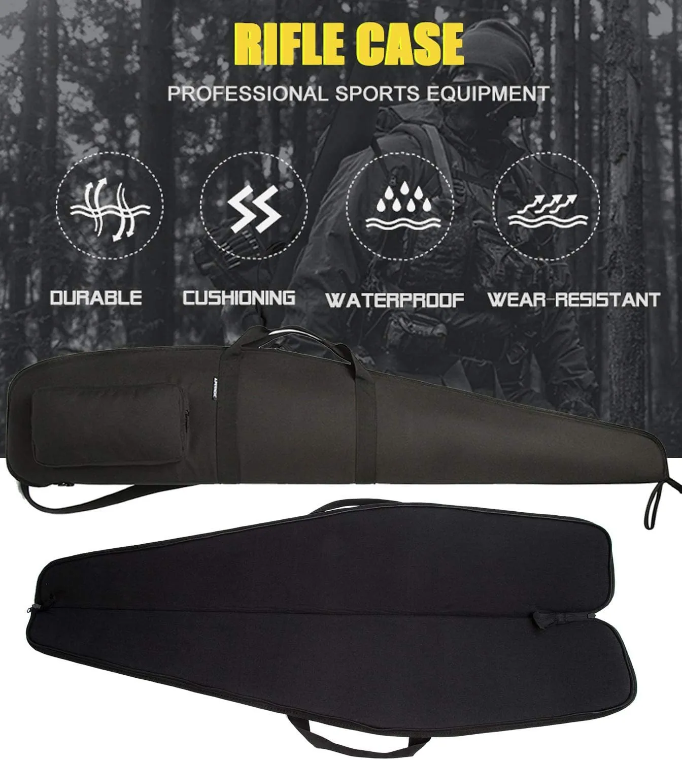 44/48/52 Inch Rifle Case,Water-Resistant Shotgun Case with Zipper Pocket for Scoped Rifles.