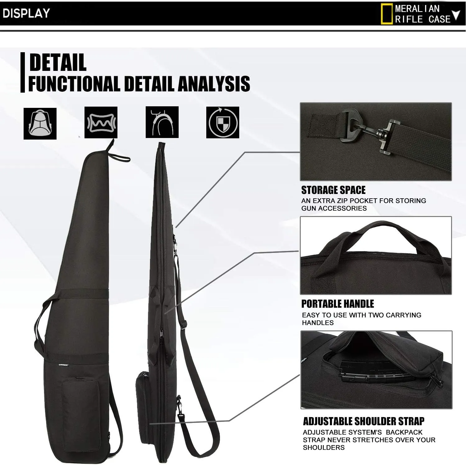 44/48/52 Inch Rifle Case,Water-Resistant Shotgun Case with Zipper Pocket for Scoped Rifles.