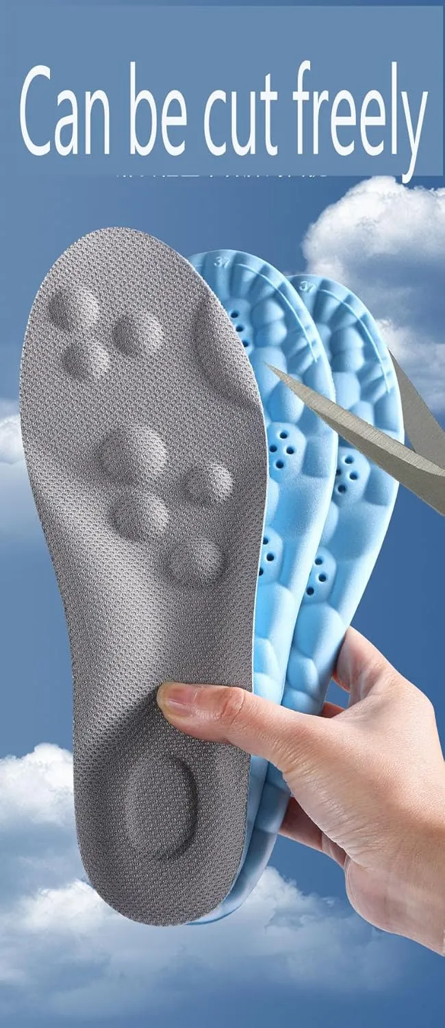 4D Cloud Technology Insole - Super Soft Comfort Insoles, Soft Foot Protection Cloud Feeling Insole, U-Shape Memory Foam Insoles, 4D Sports Memory Foam Insoles (Black-A, Men 11.5-12.5/Women 13-14)