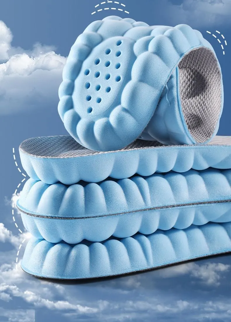 4D Cloud Technology Insole - Super Soft Comfort Insoles, Soft Foot Protection Cloud Feeling Insole, U-Shape Memory Foam Insoles, 4D Sports Memory Foam Insoles (Black-A, Men 11.5-12.5/Women 13-14)
