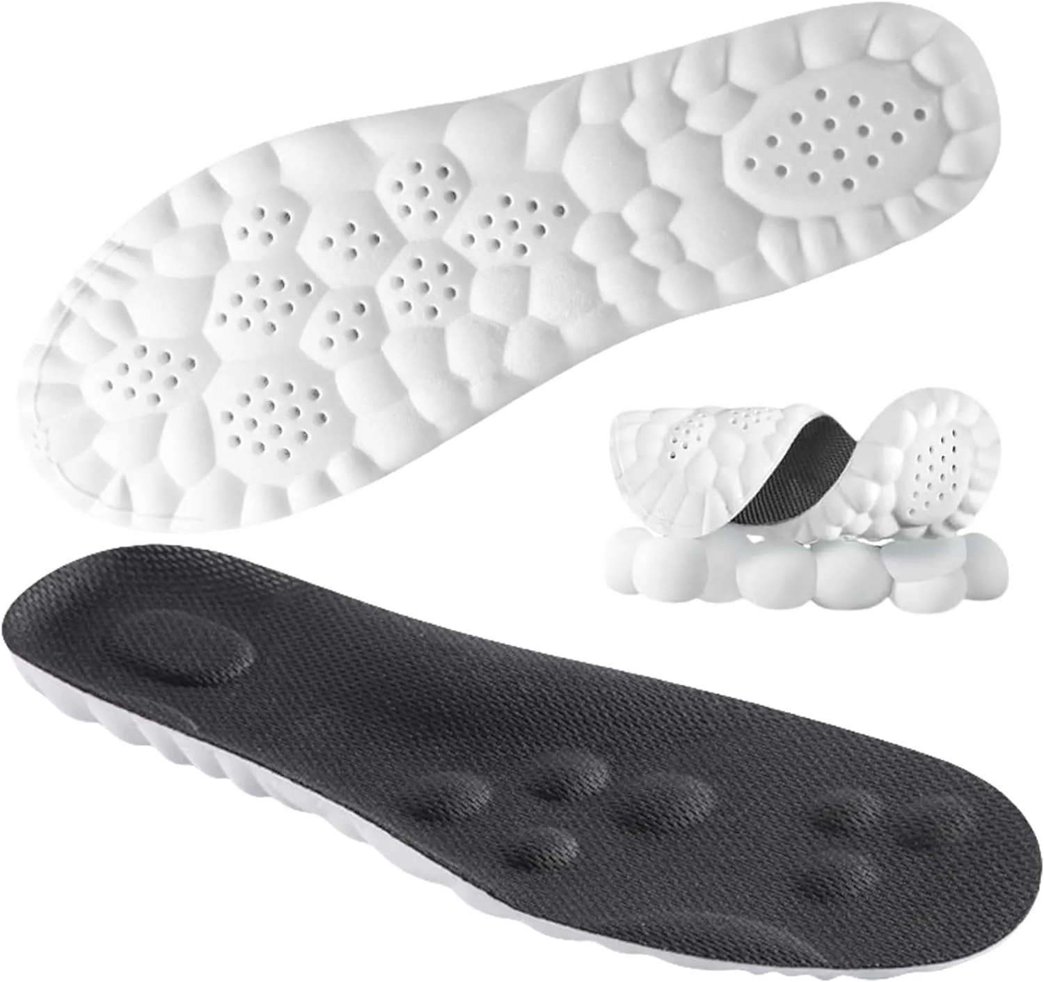 4D Cloud Technology Insole - Super Soft Comfort Insoles, Soft Foot Protection Cloud Feeling Insole, U-Shape Memory Foam Insoles, 4D Sports Memory Foam Insoles (Black, Men 8-8.5/Women 9.5-10)