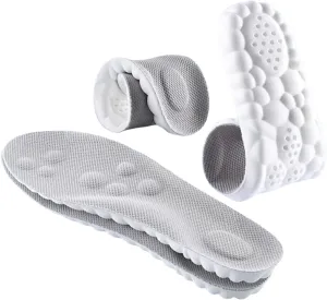 4D Cloud Technology Insole - Super Soft Comfort Insoles, Soft Foot Protection Cloud Feeling Insole, U-Shape Memory Foam Insoles, 4D Sports Memory Foam Insoles (Gray, Men 6.5-7.5/Women 8-9)