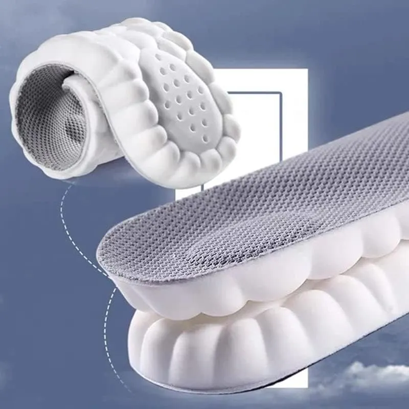 4D Cloud Technology Insole,New Super Soft Comfort Insoles,4D Sports Memory Foam Insoles Soft Foot Protection Cloud Feeling Insole (Gray, Men 11.5-12.5/Women 13-14)