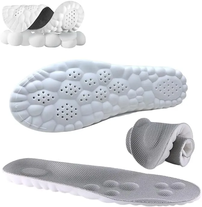 4D Cloud Technology Insole,New Super Soft Comfort Insoles,4D Sports Memory Foam Insoles Soft Foot Protection Cloud Feeling Insole (Gray, Men 11.5-12.5/Women 13-14)