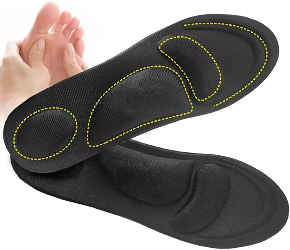 4D Sponge Stretch Breathable Deodorant Running Cushion Insoles for Feet Men Women Insoles for Shoes Sole Insert Orthopedic Pad(Blue,41-45)
