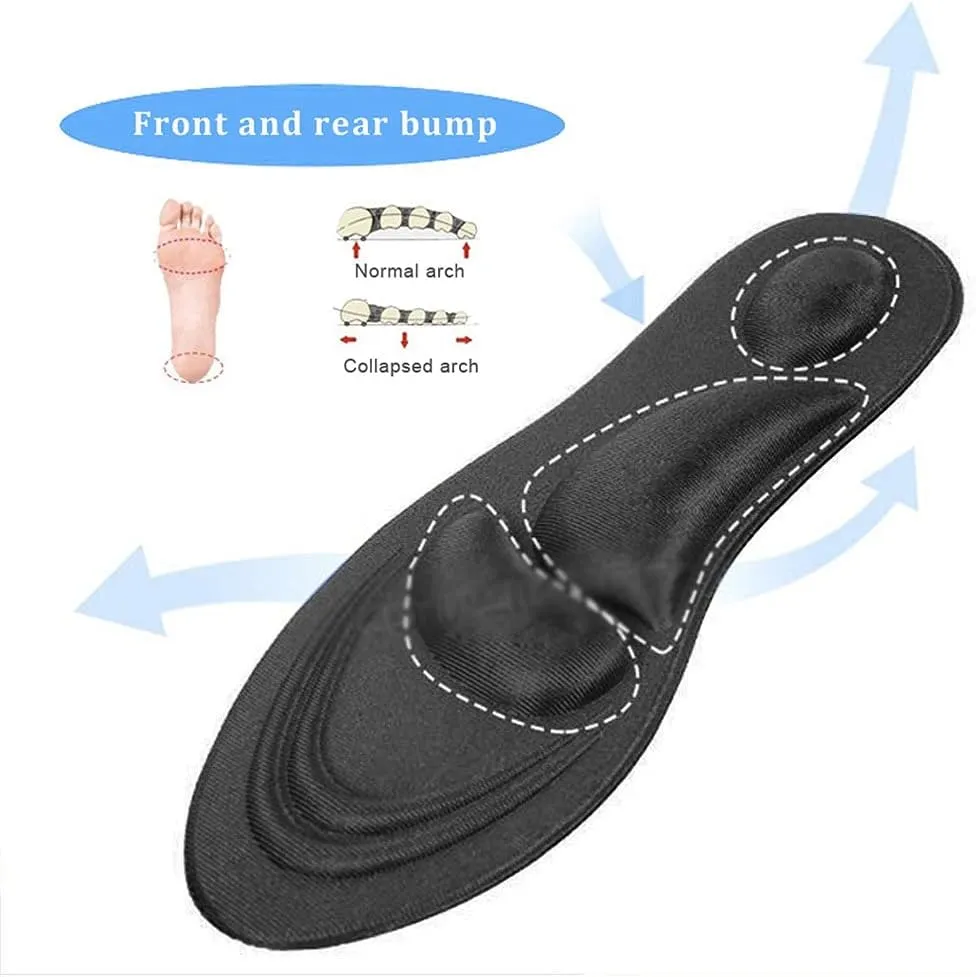4D Sponge Stretch Breathable Deodorant Running Cushion Insoles for Feet Men Women Insoles for Shoes Sole Insert Orthopedic Pad(Blue,41-45)