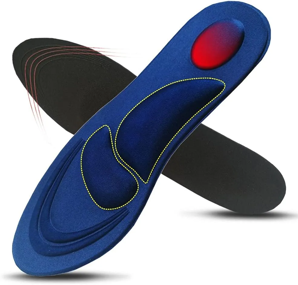4D Sponge Stretch Breathable Deodorant Running Cushion Insoles for Feet Men Women Insoles for Shoes Sole Insert Orthopedic Pad(Blue,41-45)