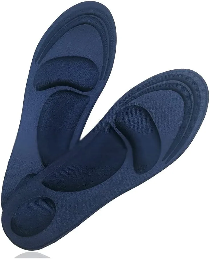 4D Sponge Stretch Breathable Deodorant Running Cushion Insoles for Feet Men Women Insoles for Shoes Sole Insert Orthopedic Pad(Blue,41-45)