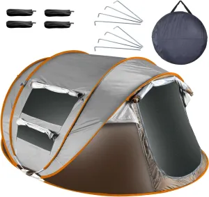 5-8 Person Pop Up Tent Automatic Setup Camping Tent Waterproof Instant Setup Tent with 4 Mosquito Net Windows Carrying Bag for Hiking Climbing Adventure Fishing