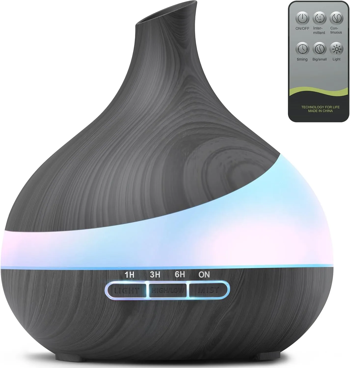 500ML Essential Oil Diffuser: Aroma Diffuser with Remote Control for Hotel Spa Yoga Room - Humidifier with 14 Colors LED Night Light for Bedroom Home Relaxation (Ink Black)