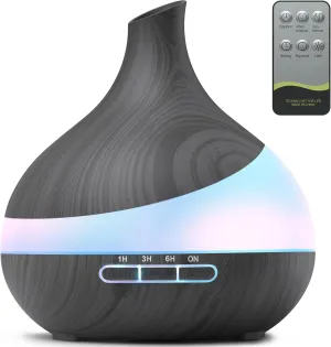 500ML Essential Oil Diffuser: Aroma Diffuser with Remote Control for Hotel Spa Yoga Room - Humidifier with 14 Colors LED Night Light for Bedroom Home Relaxation (Ink Black)