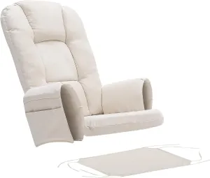 5PCS Suede Glider Rocker Replacement Cushions with Ottoman Cover Thicken Soft Rocking Chair Cushion Set for Indoor Nursery Glider Rocking Chair, Beige