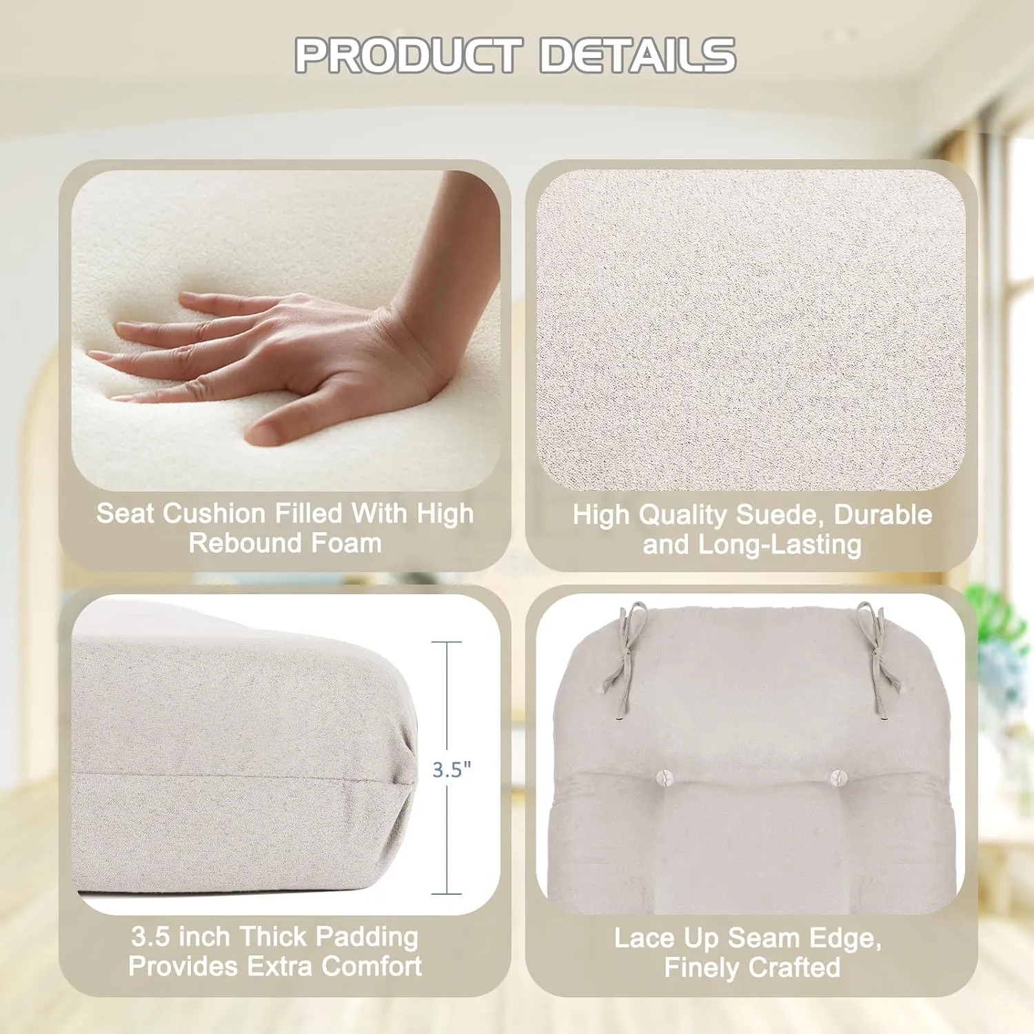 5PCS Suede Glider Rocker Replacement Cushions with Ottoman Cover Thicken Soft Rocking Chair Cushion Set for Indoor Nursery Glider Rocking Chair, Beige