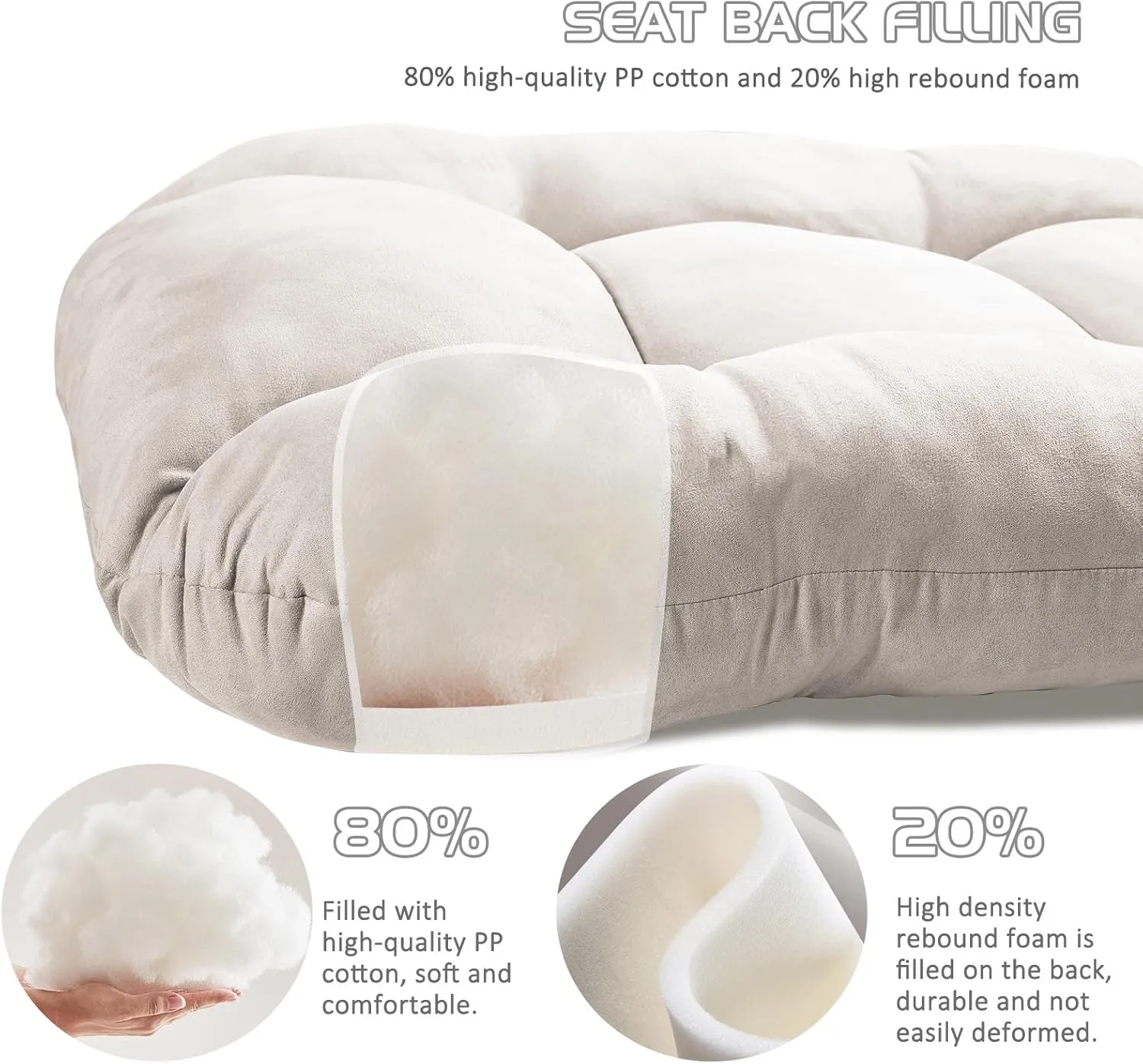 5PCS Suede Glider Rocker Replacement Cushions with Ottoman Cover Thicken Soft Rocking Chair Cushion Set for Indoor Nursery Glider Rocking Chair, Beige