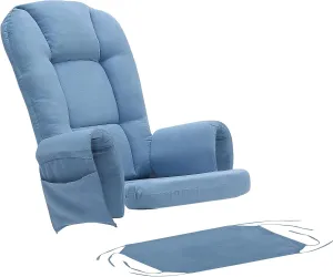 5PCS Suede Glider Rocker Replacement Cushions with Ottoman Cover Thicken Soft Rocking Chair Cushion Set for Indoor Nursery Glider Rocking Chair, Blue