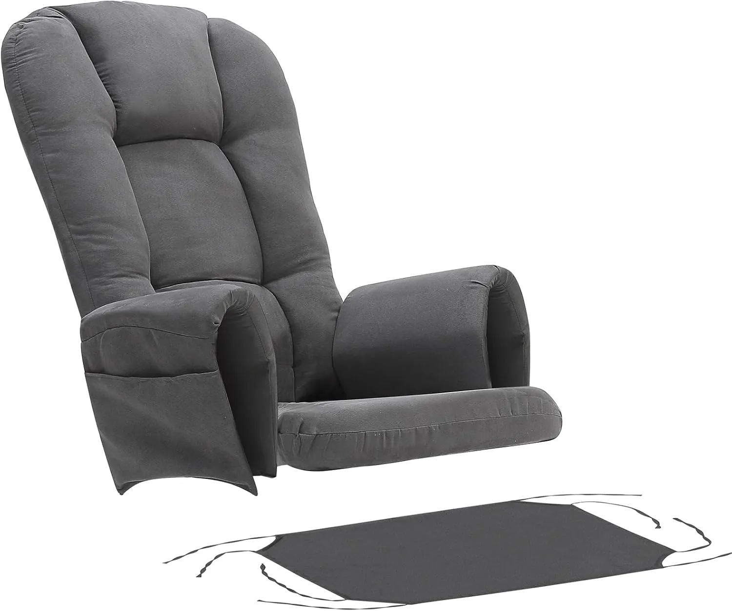 5PCS Suede Glider Rocker Replacement Cushions with Ottoman Cover Thicken Soft Rocking Chair Cushion Set for Indoor Nursery Glider Rocking Chair, Dark Gray