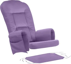 5PCS Velvet Glider Rocker Replacement Cushions with Ottoman Cover Soft Thicken Rocking Chair Cushion Set for Indoor Nursery Glider Rocking Chair, Lavender