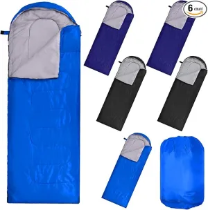 6 Pack Sleeping Bags for Adults Sleeping Bags 4 Season Warm Envelope Sleeping Bags Lightweight Waterproof Sleeping Bags with Compression Sack for Outdoor Camping Backpacking Hiking