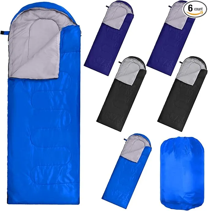 6 Pack Sleeping Bags for Adults Sleeping Bags 4 Season Warm Envelope Sleeping Bags Lightweight Waterproof Sleeping Bags with Compression Sack for Outdoor Camping Backpacking Hiking