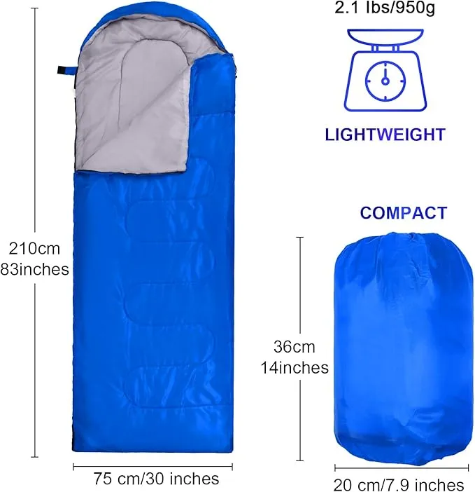 6 Pack Sleeping Bags for Adults Sleeping Bags 4 Season Warm Envelope Sleeping Bags Lightweight Waterproof Sleeping Bags with Compression Sack for Outdoor Camping Backpacking Hiking
