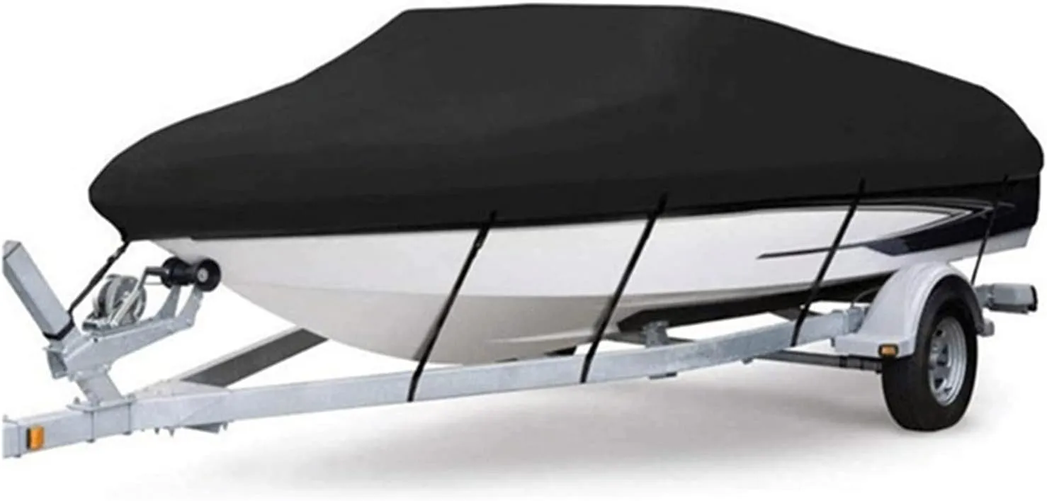600D oxford cloth Boat Covers, Fits V-Hull, Runabout Boat Cover-Waterproof Trailerable Anti-UV, All Weather Protection Cover. (20-22ft)