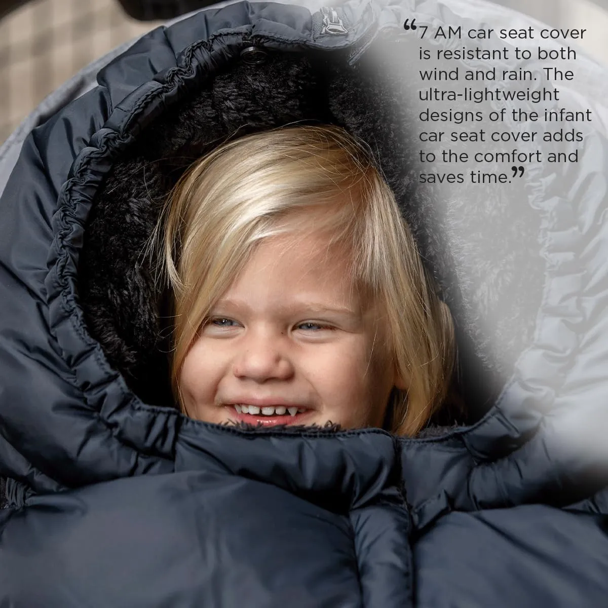 7AM Enfant Stroller Blanket 212 - Adjustable Baby Car Seat Zipped Blanket for Babies Winter, Unisex Multi Purpose Fleece Lined Warm Hooded Toddler Footmuff Water Repellent | (6M - 4T)