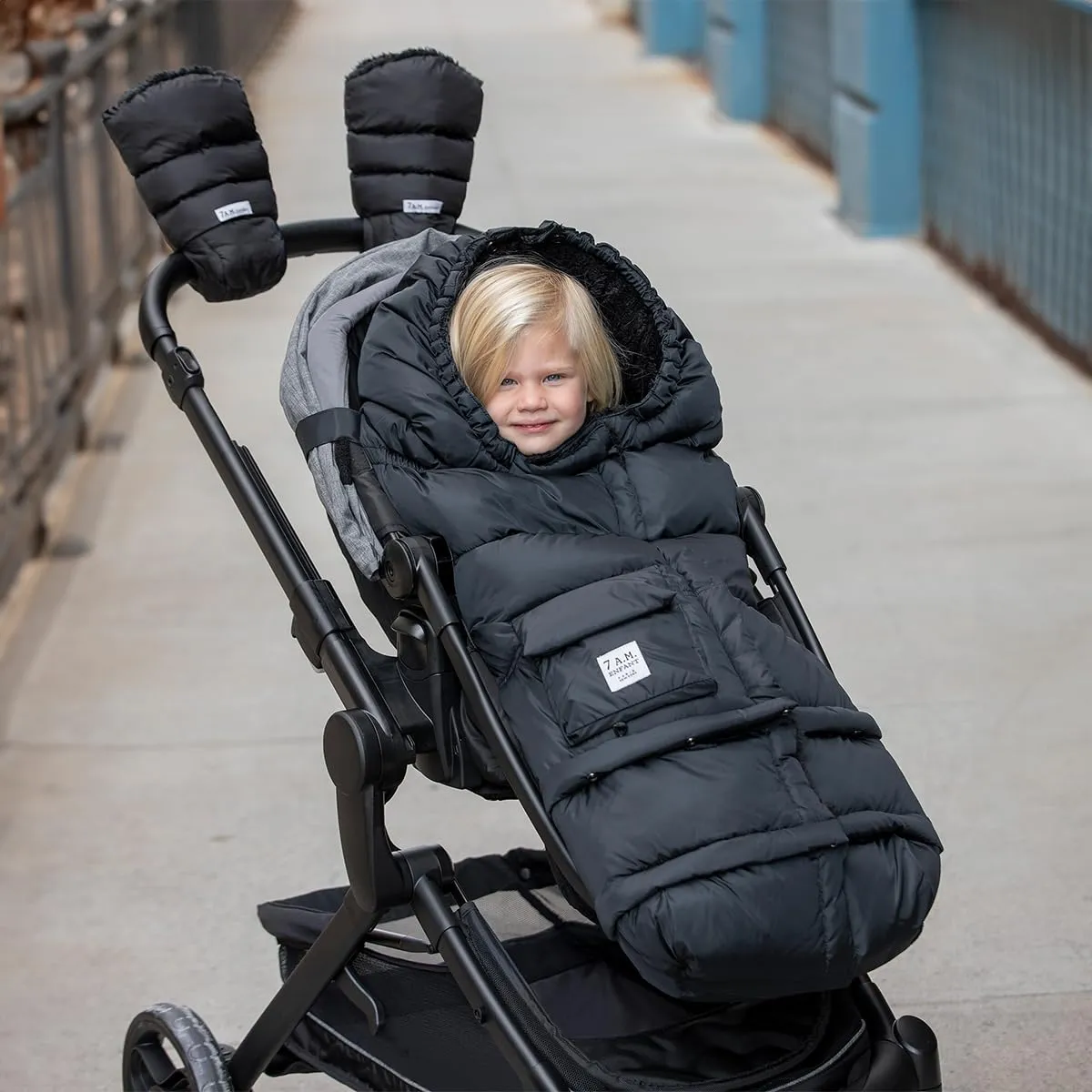7AM Enfant Stroller Blanket 212 - Adjustable Baby Car Seat Zipped Blanket for Babies Winter, Unisex Multi Purpose Fleece Lined Warm Hooded Toddler Footmuff Water Repellent | (6M - 4T)