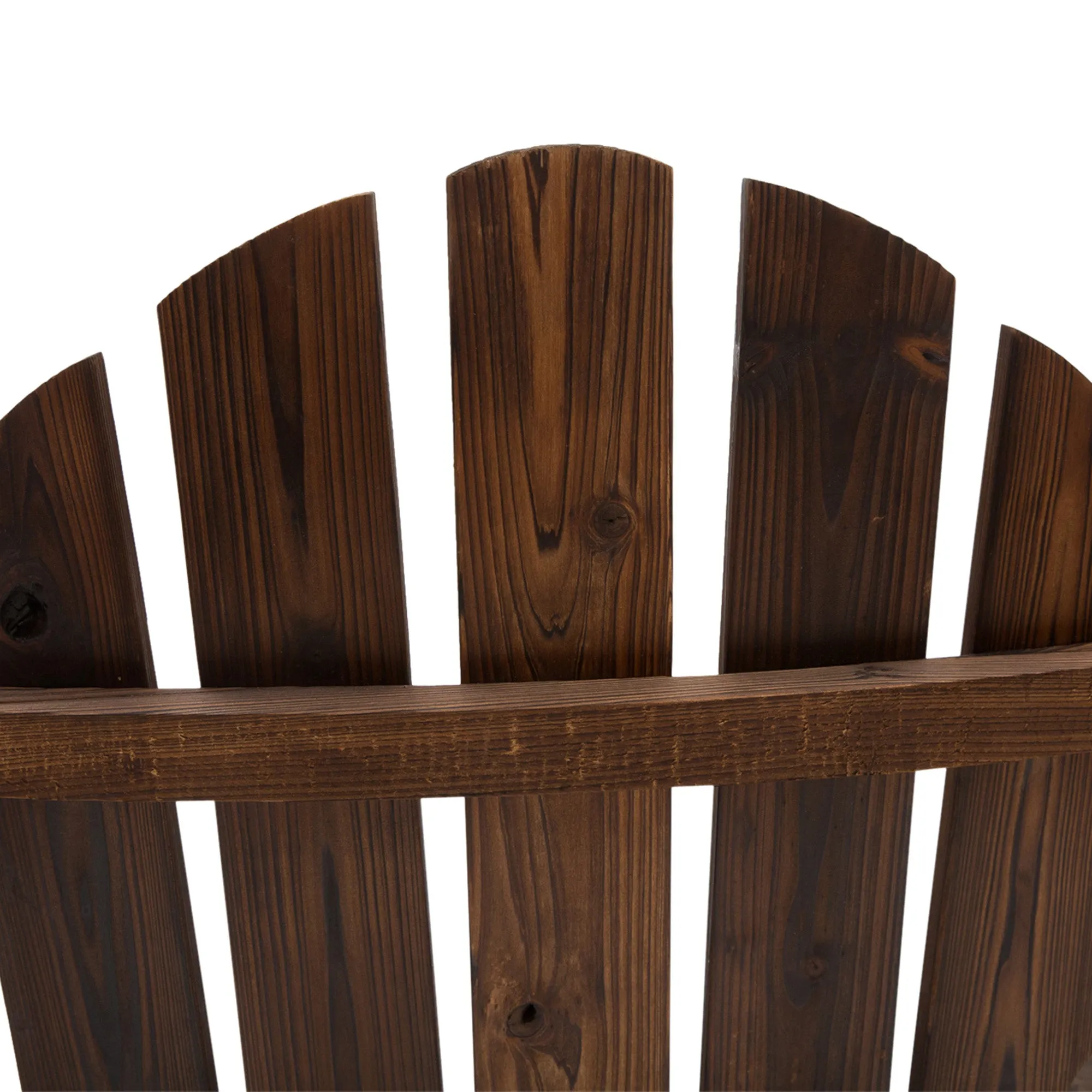 Adirondack Rocker Chair with Slatted Design & Oversized Back for Porch & Garden, Carbonized