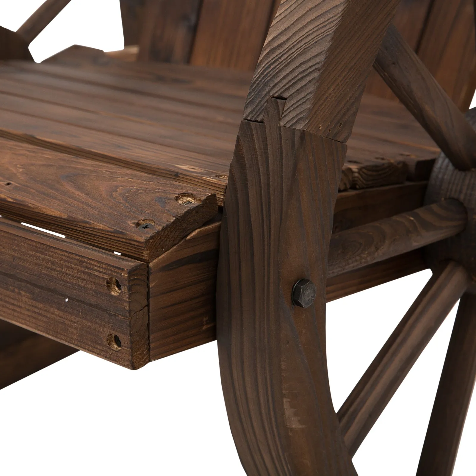 Adirondack Rocker Chair with Slatted Design & Oversized Back for Porch & Garden, Carbonized