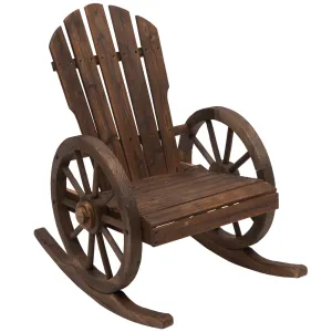 Adirondack Rocker Chair with Slatted Design & Oversized Back for Porch & Garden, Carbonized