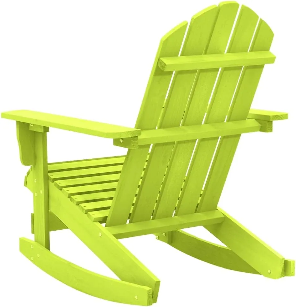 Adirondack Rocking Chair Solid Fir Wood Outdoor Patio Furniture Green Sturdy Ergonomic Design for Garden, Lawn, Backyard, Porch