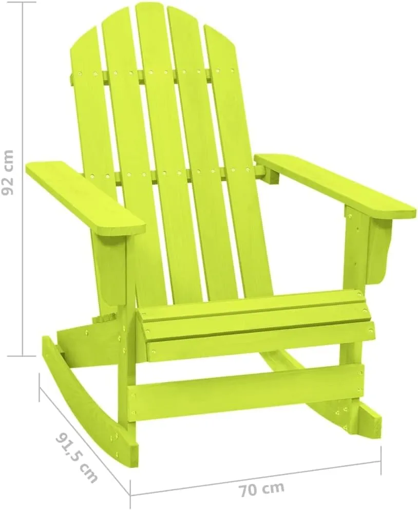 Adirondack Rocking Chair Solid Fir Wood Outdoor Patio Furniture Green Sturdy Ergonomic Design for Garden, Lawn, Backyard, Porch