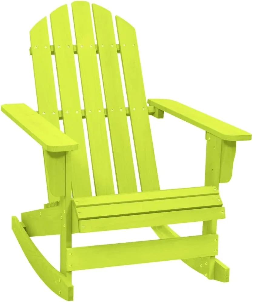 Adirondack Rocking Chair Solid Fir Wood Outdoor Patio Furniture Green Sturdy Ergonomic Design for Garden, Lawn, Backyard, Porch