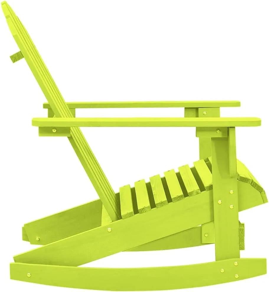 Adirondack Rocking Chair Solid Fir Wood Outdoor Patio Furniture Green Sturdy Ergonomic Design for Garden, Lawn, Backyard, Porch