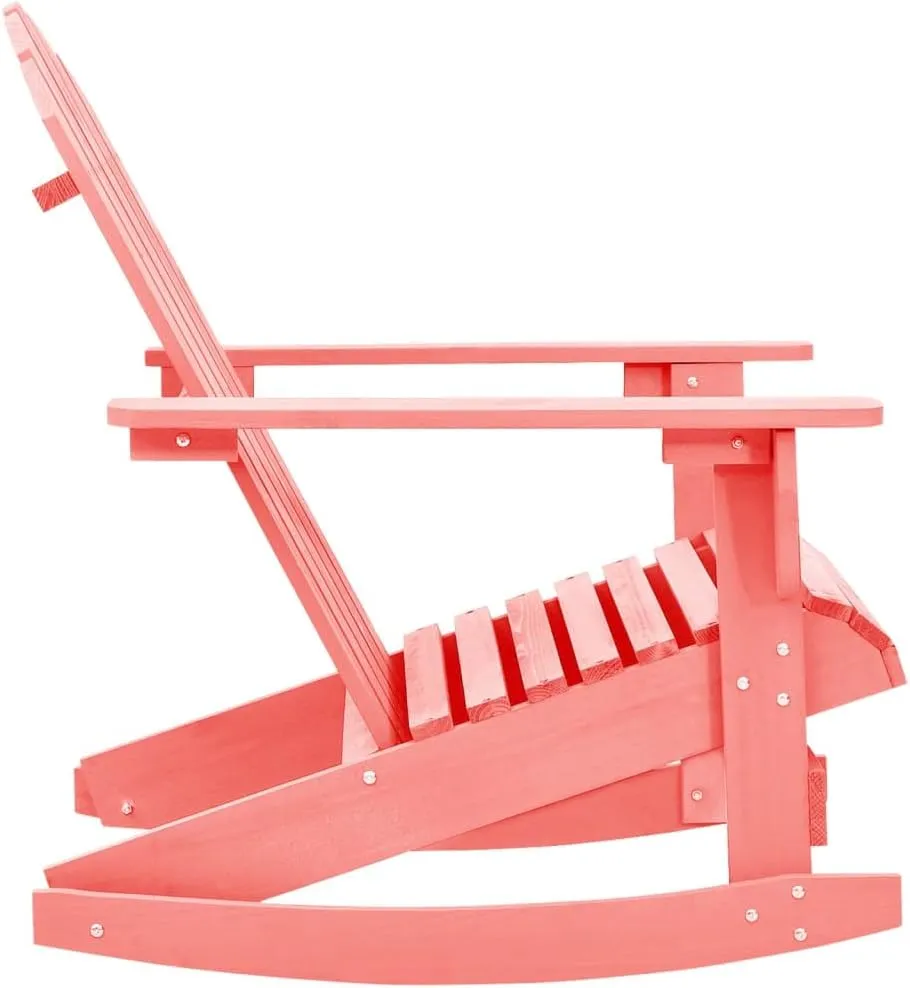 Adirondack Rocking Chair Solid Fir Wood Pink Outdoor Patio Furniture for Garden, Lawn, Poolside Relaxation with Ergonomic Design and 242.5 lb Capacity