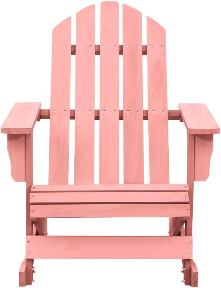 Adirondack Rocking Chair Solid Fir Wood Pink Outdoor Patio Furniture for Garden, Lawn, Poolside Relaxation with Ergonomic Design and 242.5 lb Capacity