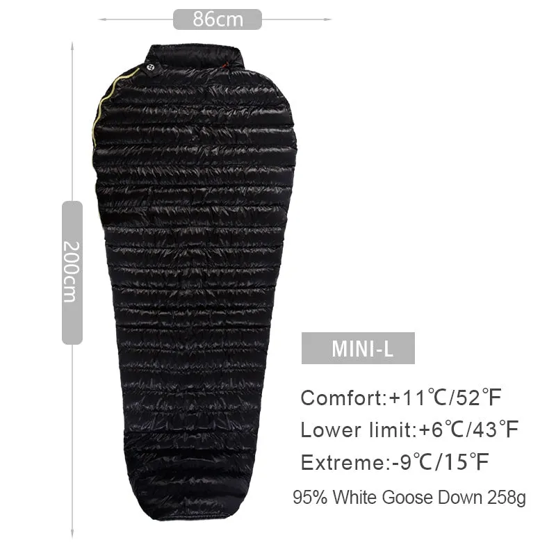 AEGISMAX Ultra-Light Adult Outdoor Camping Down Sleeping Bag Nylon Mummy Three Season Goose Down Sleeping Bag