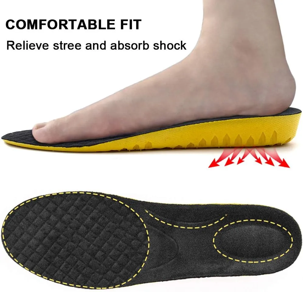 Ailaka Elastic Shock Absorbing Height Increasing Sports Shoe Insoles, Soft Breathable Honeycomb Orthotic Replacement Inserts for Men & Women