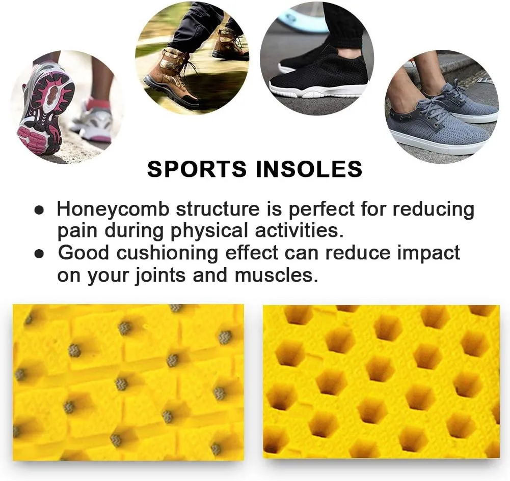 Ailaka Elastic Shock Absorbing Height Increasing Sports Shoe Insoles, Soft Breathable Honeycomb Orthotic Replacement Inserts for Men & Women